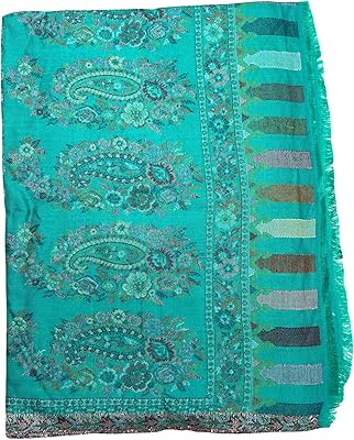 Sea Green Floral Prints Scarves for Women Modal Wraps Long Accessories for Summer/Spring Paisley Motifs