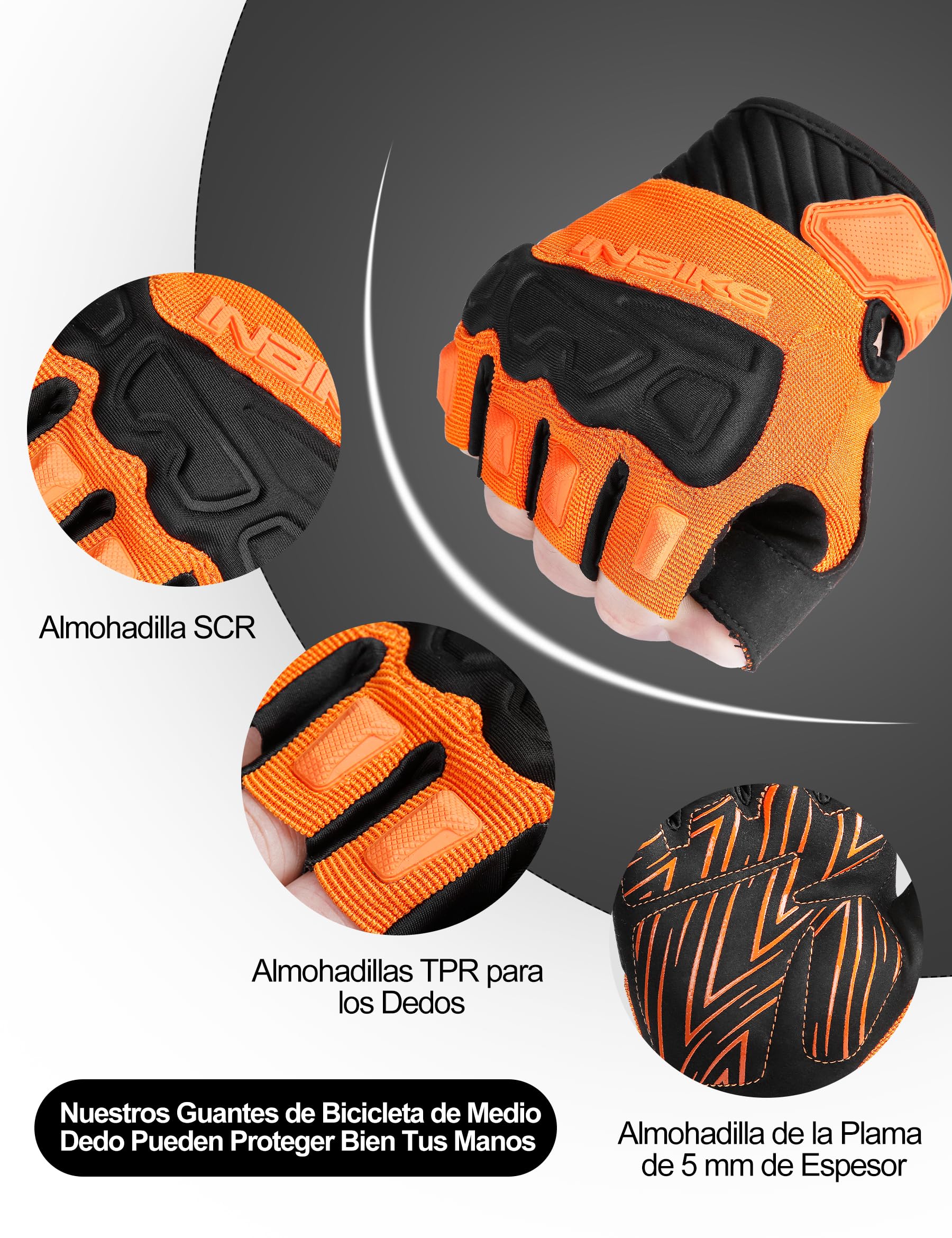 INBIKE Guantes Ciclismo Verano Hombre Mujer Guantes Bicicleta Elásticos Transpirables con Cierre De Velcro (MH010)