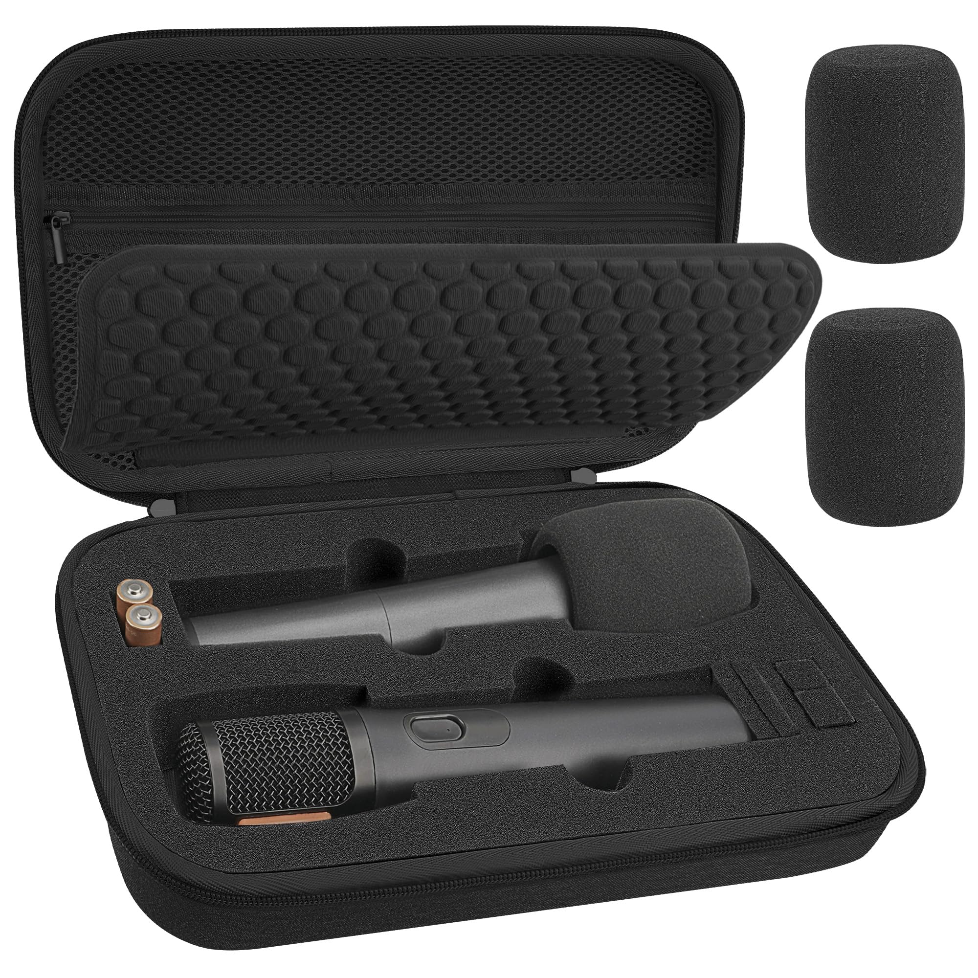 Custodia microfono wireless Geekria, compatibile con JBL Wireless Two, JBL PartyBox, Bietrun, borsa protettiva doppio microfono a mano con 2 coperture (Nero)