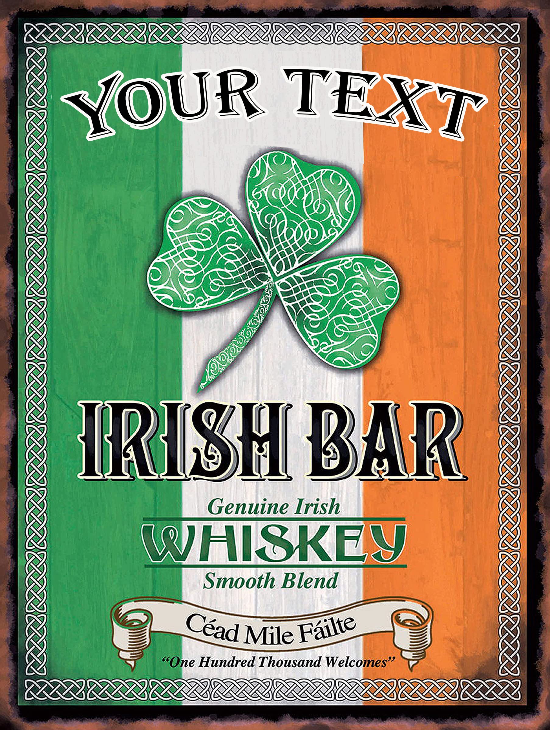 Shawprint Personalised IRISH BAR RETRO METAL TIN WALL PLAQUE SIGN NOVELTY GIFT Home bar tavern shed man cave (10" x 8")