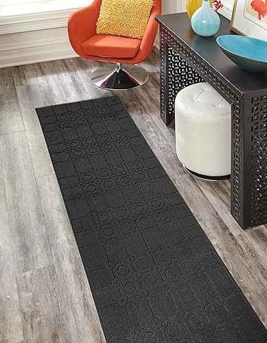 Alfombra antideslizante de tamaño especial para pasillos largos y estrechos, evita suelos fríos resbaladizos, gris antracita, 25 x 21 pulgadas