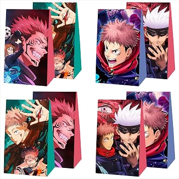 Kuailaihai 12pcs Cartoon for Jujutsu Manga Kaisen Party Gift Bags,Birthday Party Supplies Bags for Birthday Party Decorations.