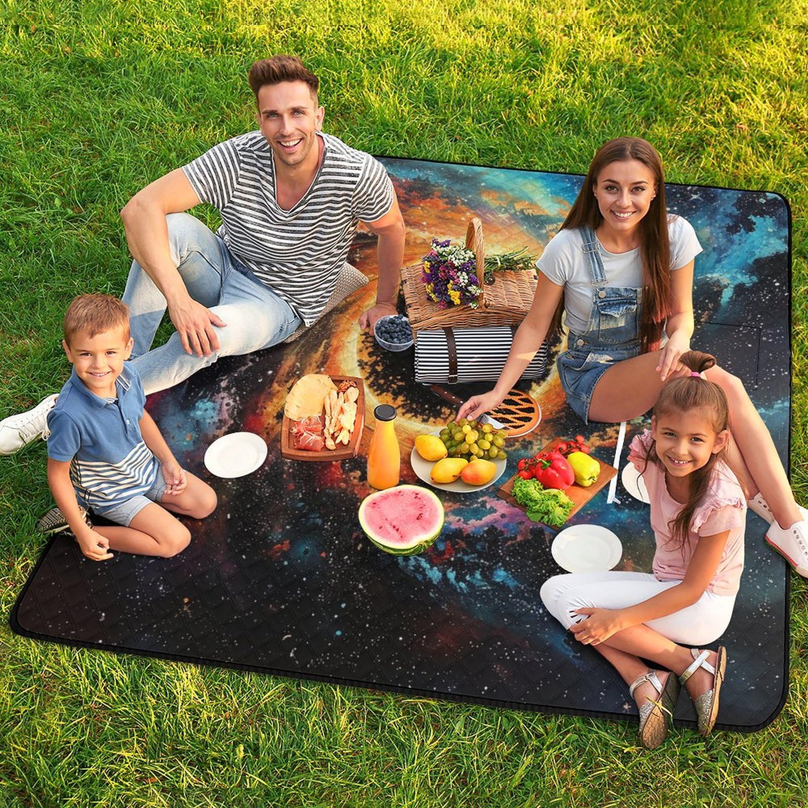 3D Impression Plusieurs Trous Noirs Couverture Pique Nique Art Tapis Pique Nique Nappe Picnic Couverture De Pique-Nique pour Le Voyage, Le Camping, Les Vacances, Etc 200x200cm