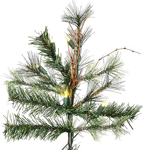 Miniatura 2 de Vickerman Árbol de Navidad artificial delgado de pino de campo mixto de 6.5 pies, luces LED Dura-Lit de color blanco cálido, árbol de Navidad