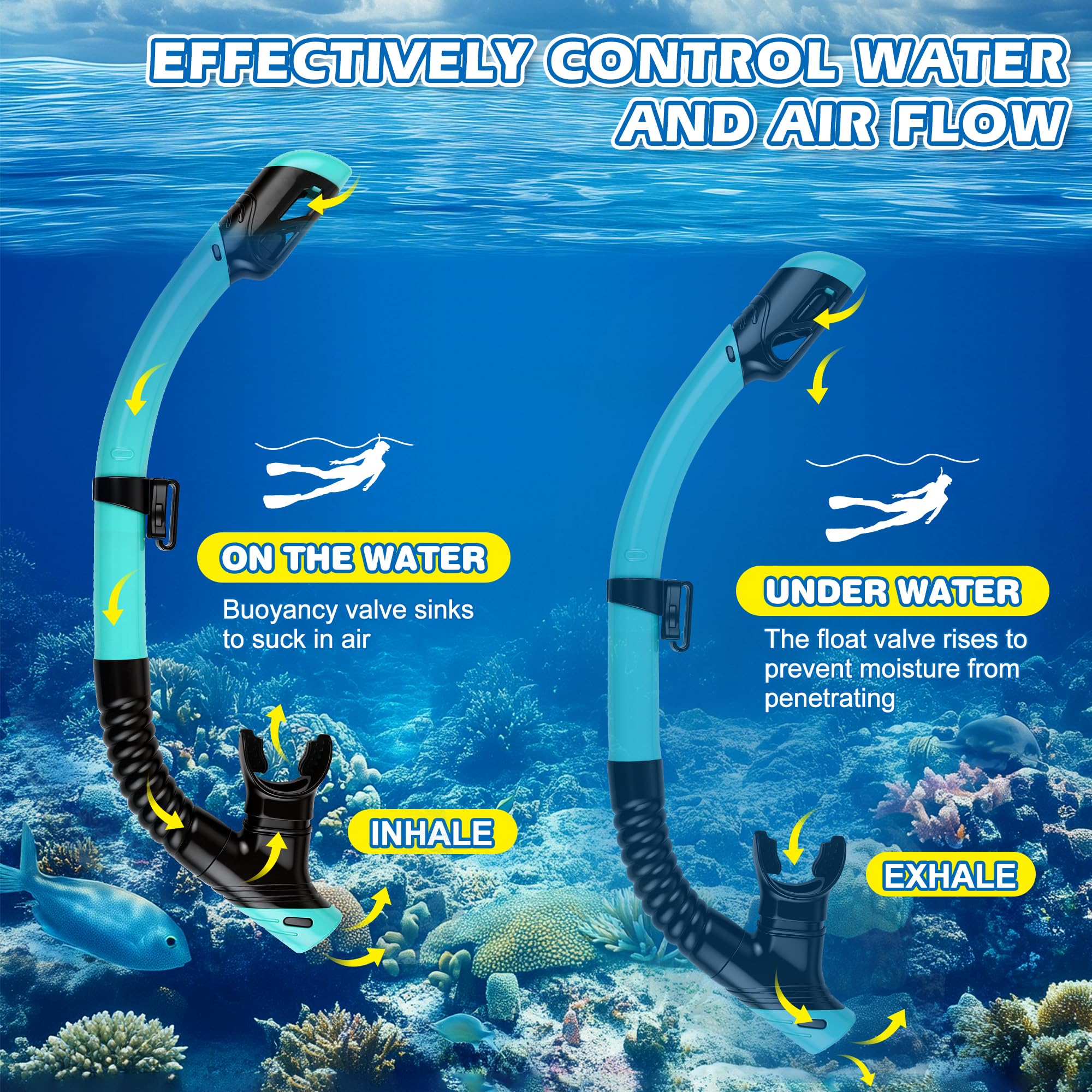 Maschera Snorkeling Adulto Panoramica 180° Antiappannante Sub, Blu Nerastro