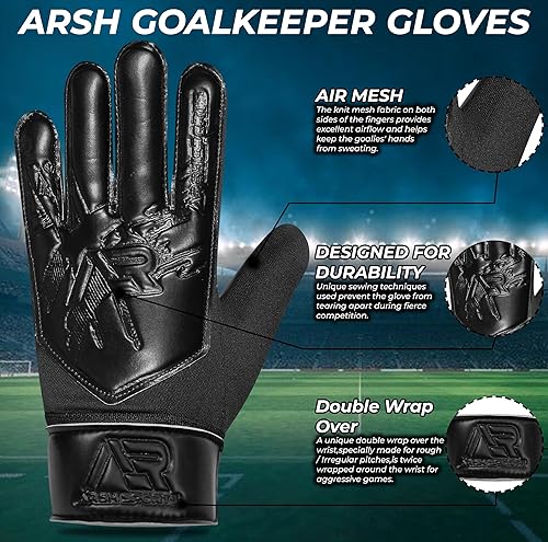 Miniatura 2 de Guantes de portero de fútbol, guantes de portero de fútbol para niños, jóvenes, niños, doble protección de muñeca y columna vertebral de dedo, a lo