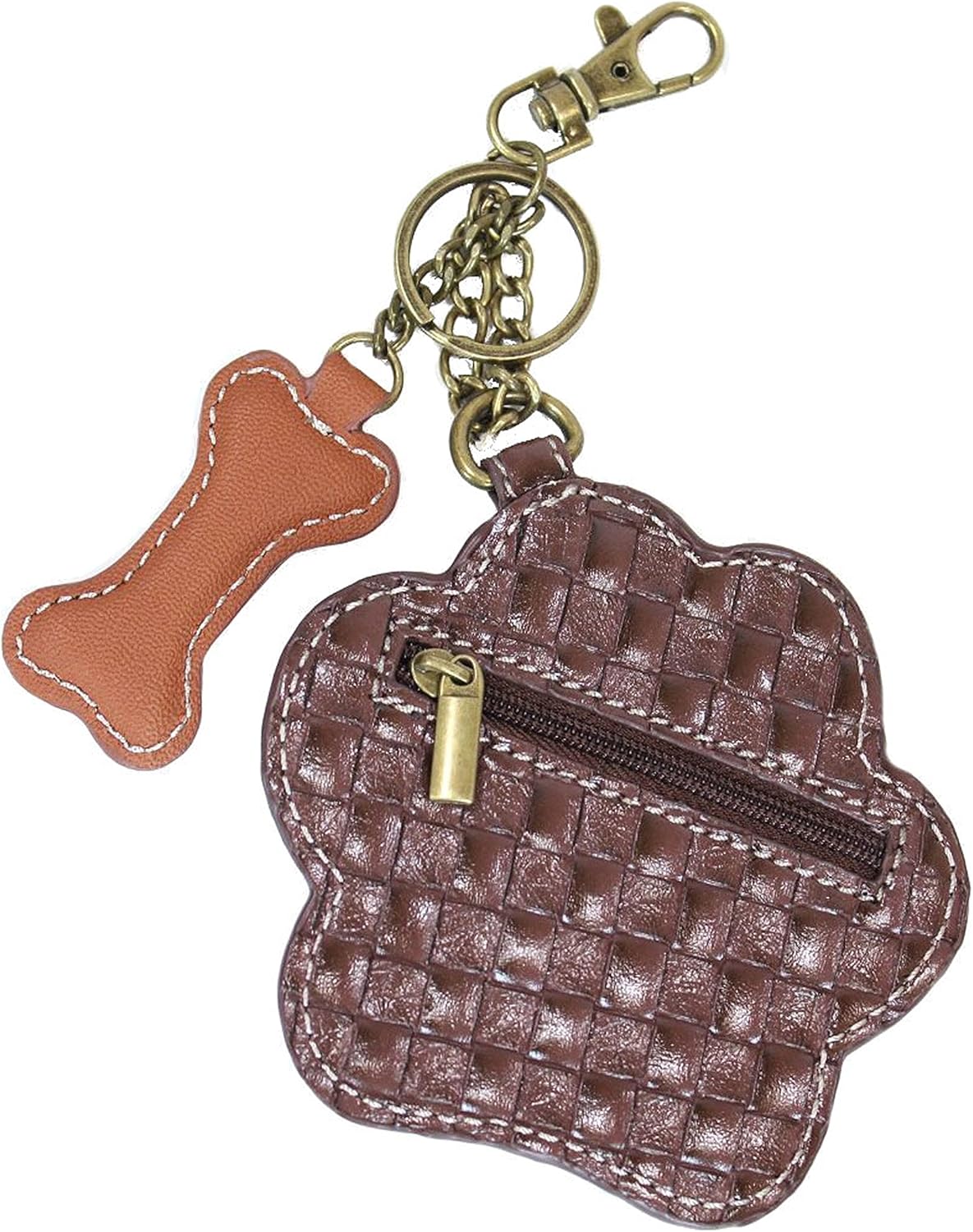 CHALA Paw Print Key Fob Coin Purse, Dog Lover Gift (Ivory)