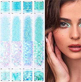 GABOX Juego de 8 tarros de purpurina azul hie...