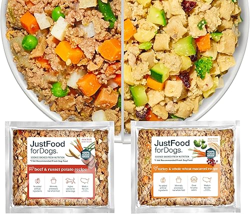 JustFoodForDogs Frozen Fresh - Paquete de iniciación de alimento para perros con carne de res y pavo, recetas de alimentos para perros de grado