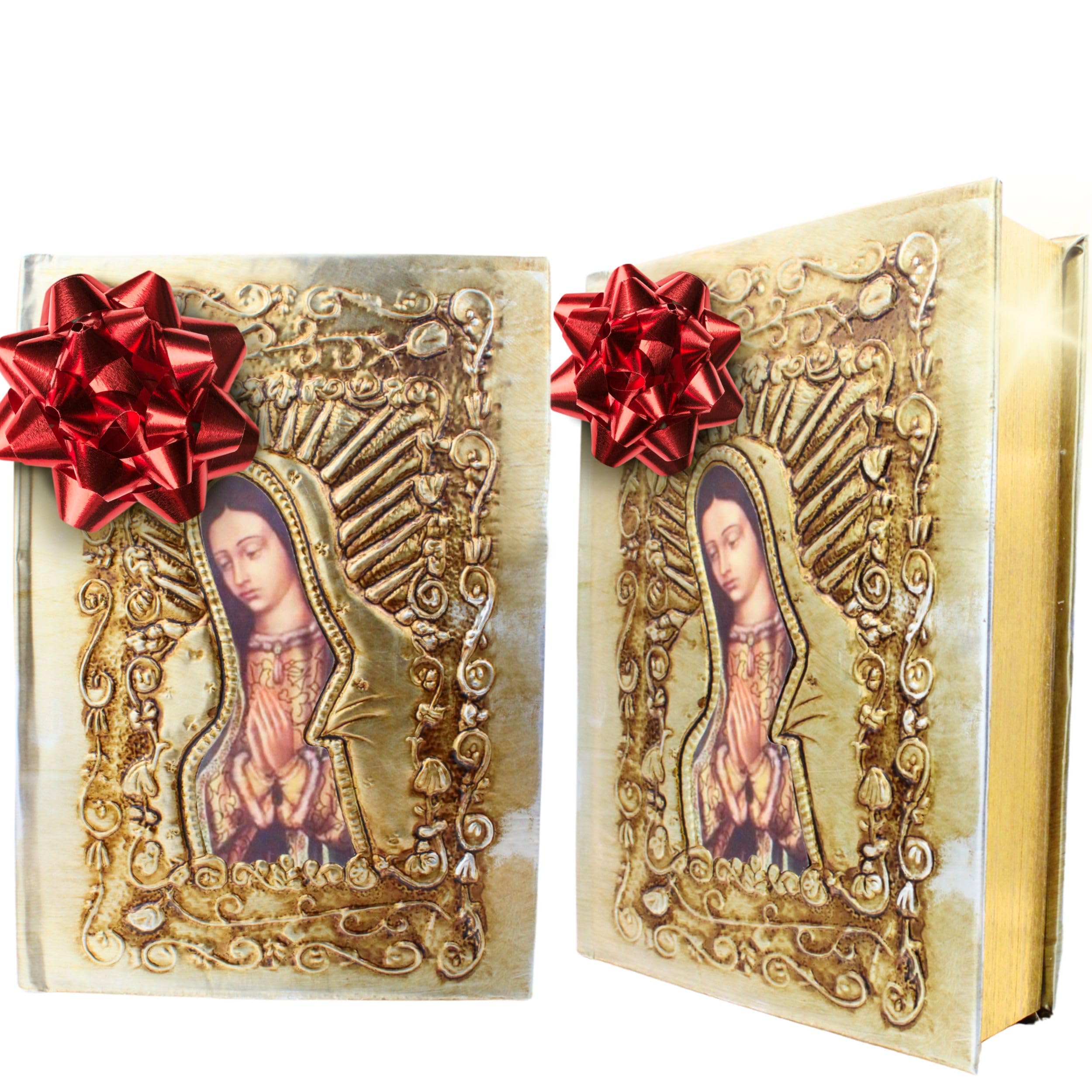Catholic Spanish Bible with Metalic Cover of Our Virgen de Guadalupe Spanish Bible Large Print - Decorations for Catholic Wedding biblia