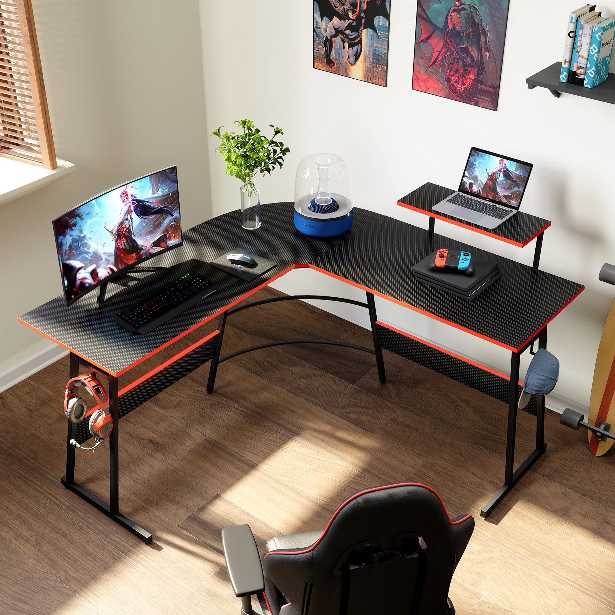 【色: ブラック】DOMY HOME L字デスク パソコンデスク 幅130cm Amazon | DOMY HOME L字パソコンデスク/全4色 デスク L字 PC