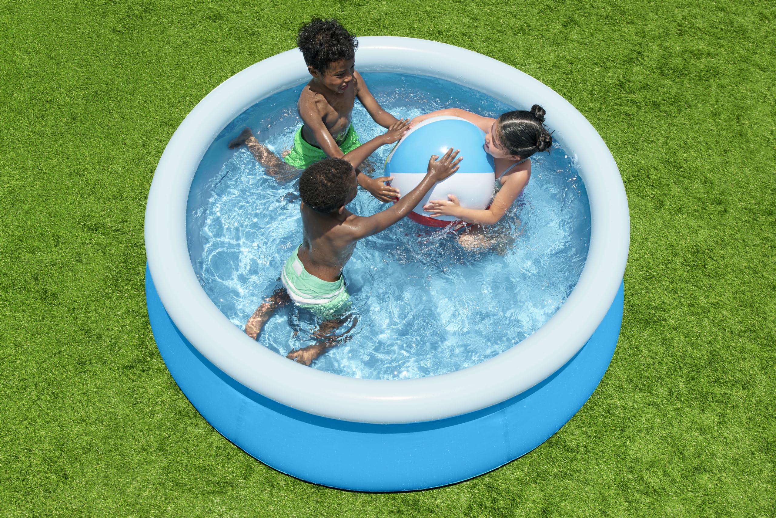 Bestway Fast Set Aufstellpool ohne Pumpe, Ø 183 x 51 cm, Blau, Rund, 940 Liter, TriTech-Material, Selbstaufbauend, Sicherheitsventil, Inkl. Reparaturflicken