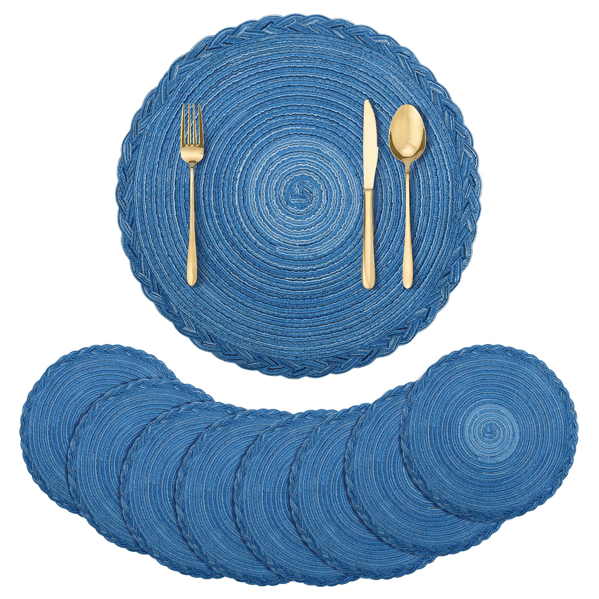 fanquare Set di 4 Tovagliette Rotonde Intrecciate Resistenti al Calore per la Tavola da Cucina 38cm Grigio Tovagliette Rotonde Lavabili