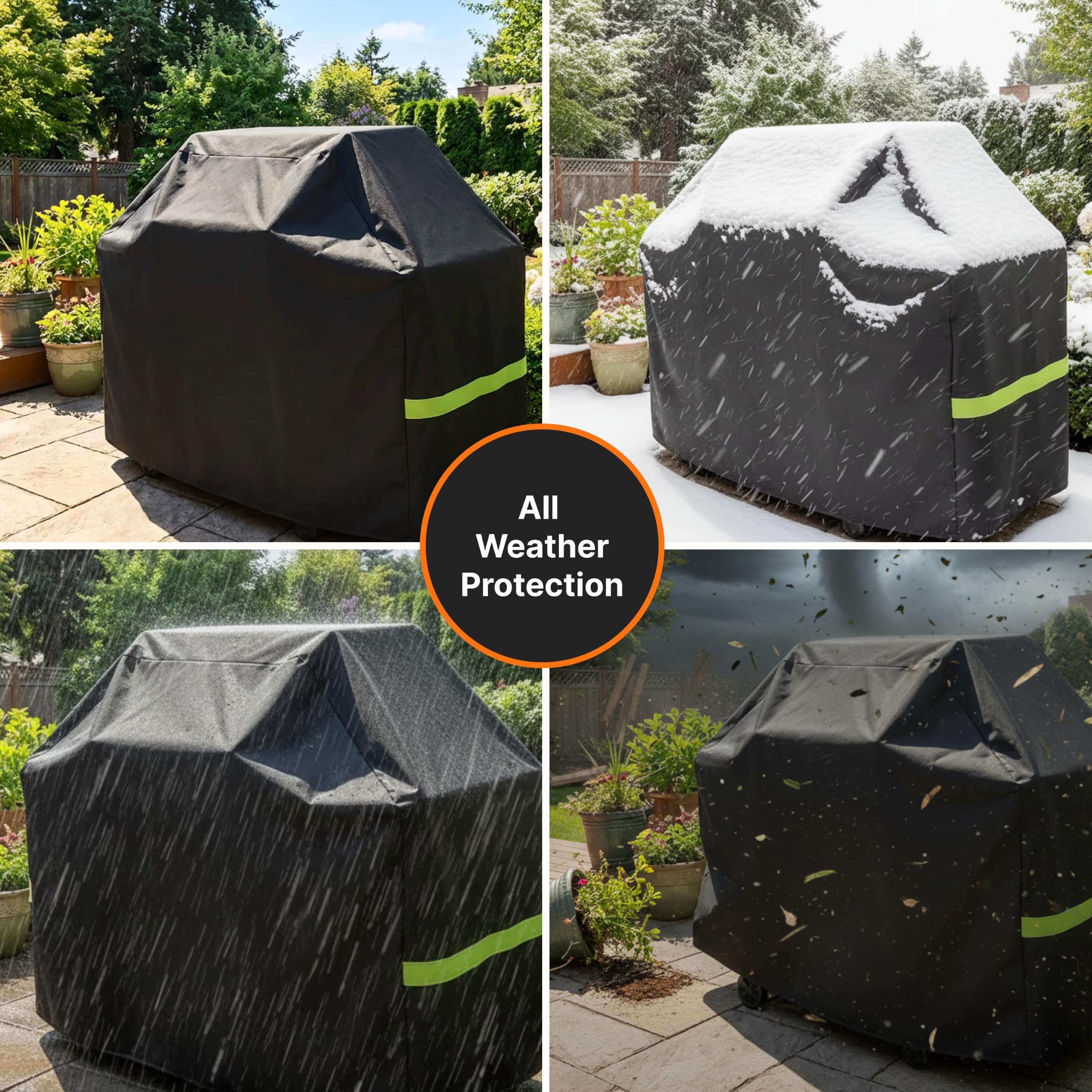 Pokrowiec na grill z limonką, 147,3 cm, wytrzymały, wodoodporny, odporny na promieniowanie UV, blaknięcie i rozdarcie, pokrowiec na grill gazowy do Weber Charbroil Genesis Nexgrill i nie tylko