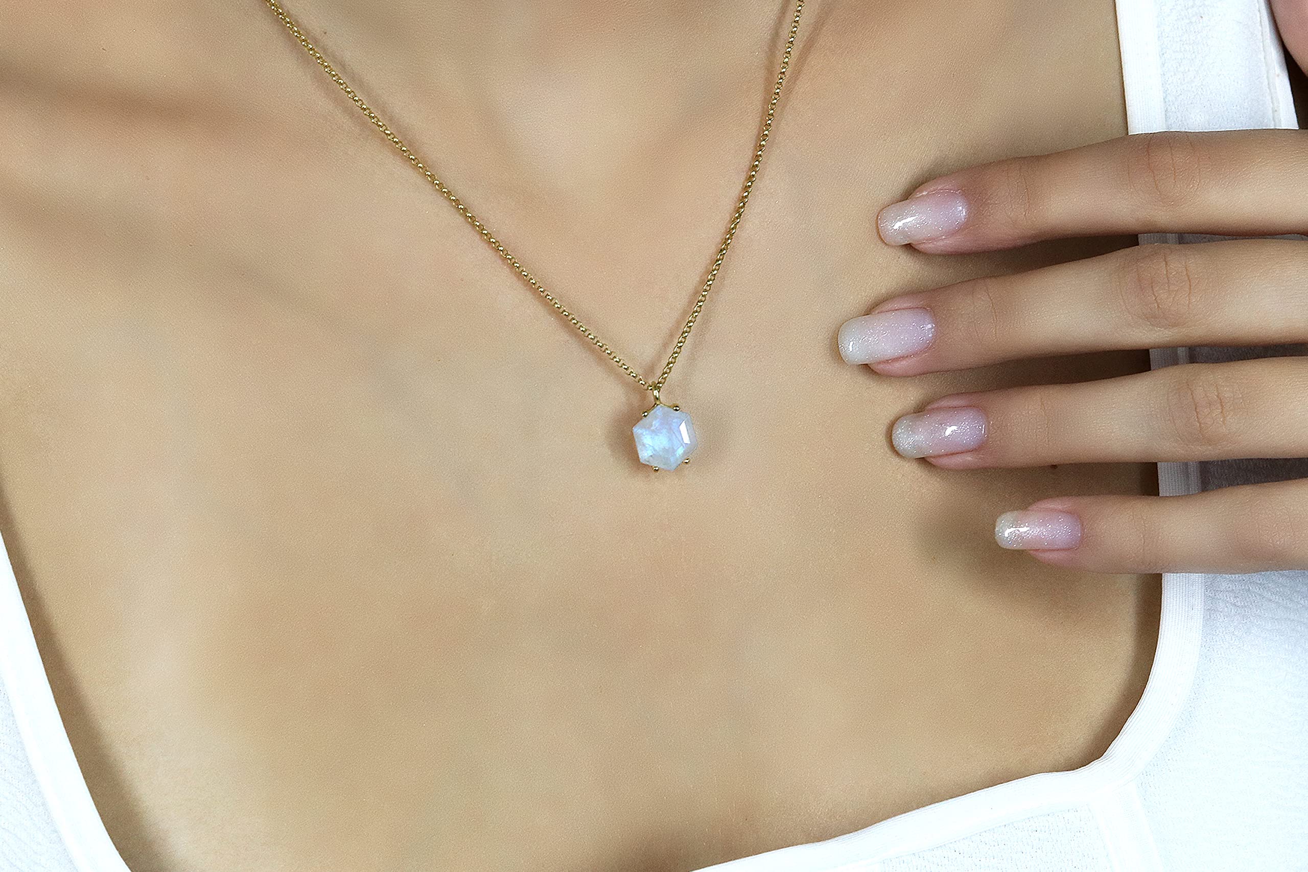 Anemone Pietra di Luna Collana - Unico Collane Personalizzate, Collane Pietre Gemme, Collane Tutti i Giorni - Moda Artigianale e Gioielli Regalo per Donne - Scegliere il Materiale - Fatto a Mano