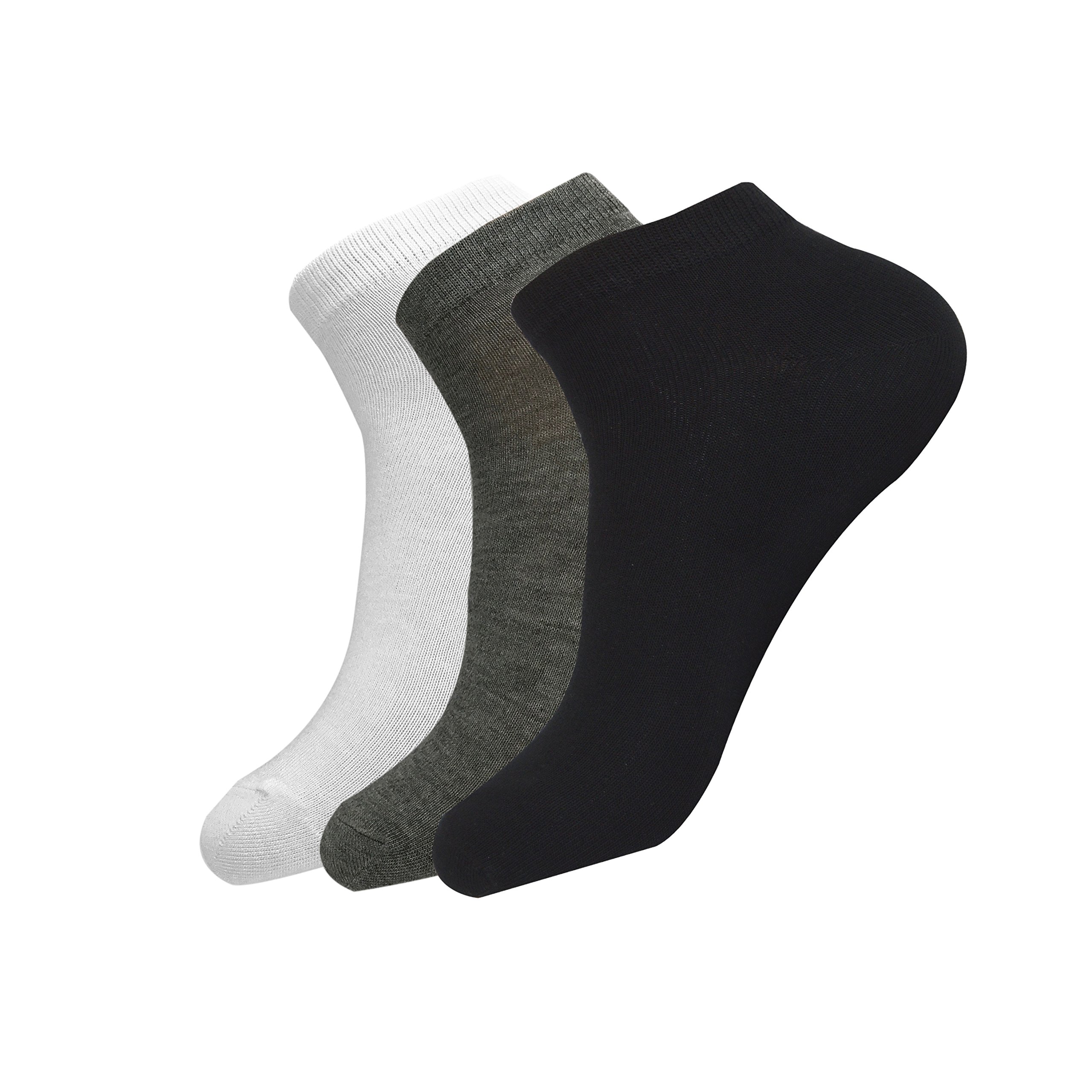 Jasmine Silk Women's Black, White, Grey 3 Pairs ' Bamboo Trainers Socks (Black, White, Grey)