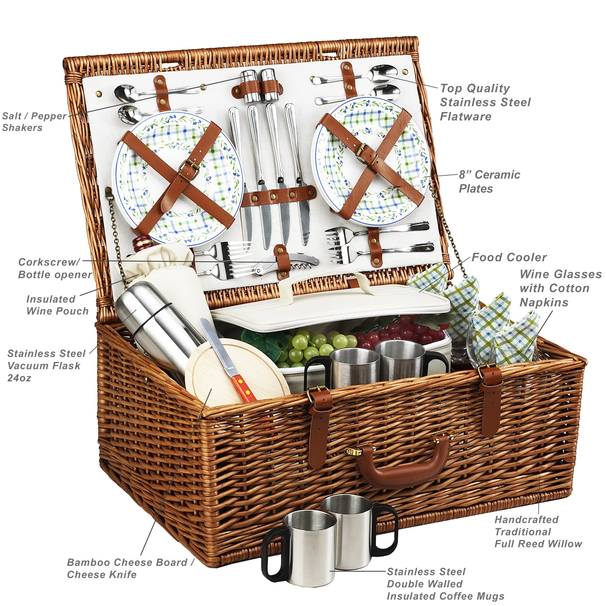 Picnic at Ascot Original Dorset EnglishStyle Willow Basket with