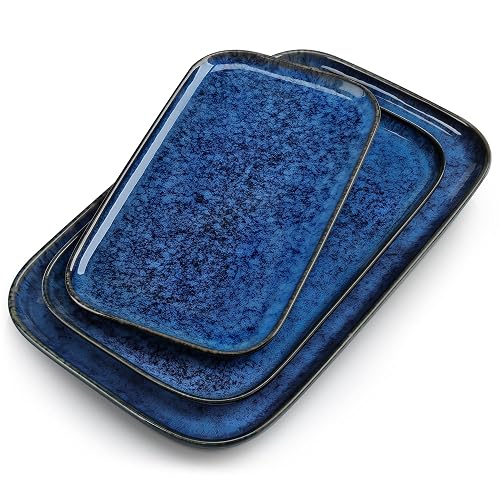 vancasso Stern Serving Platters Set of 3, 15/13/ 11 Inches Rectangular Serving Plates