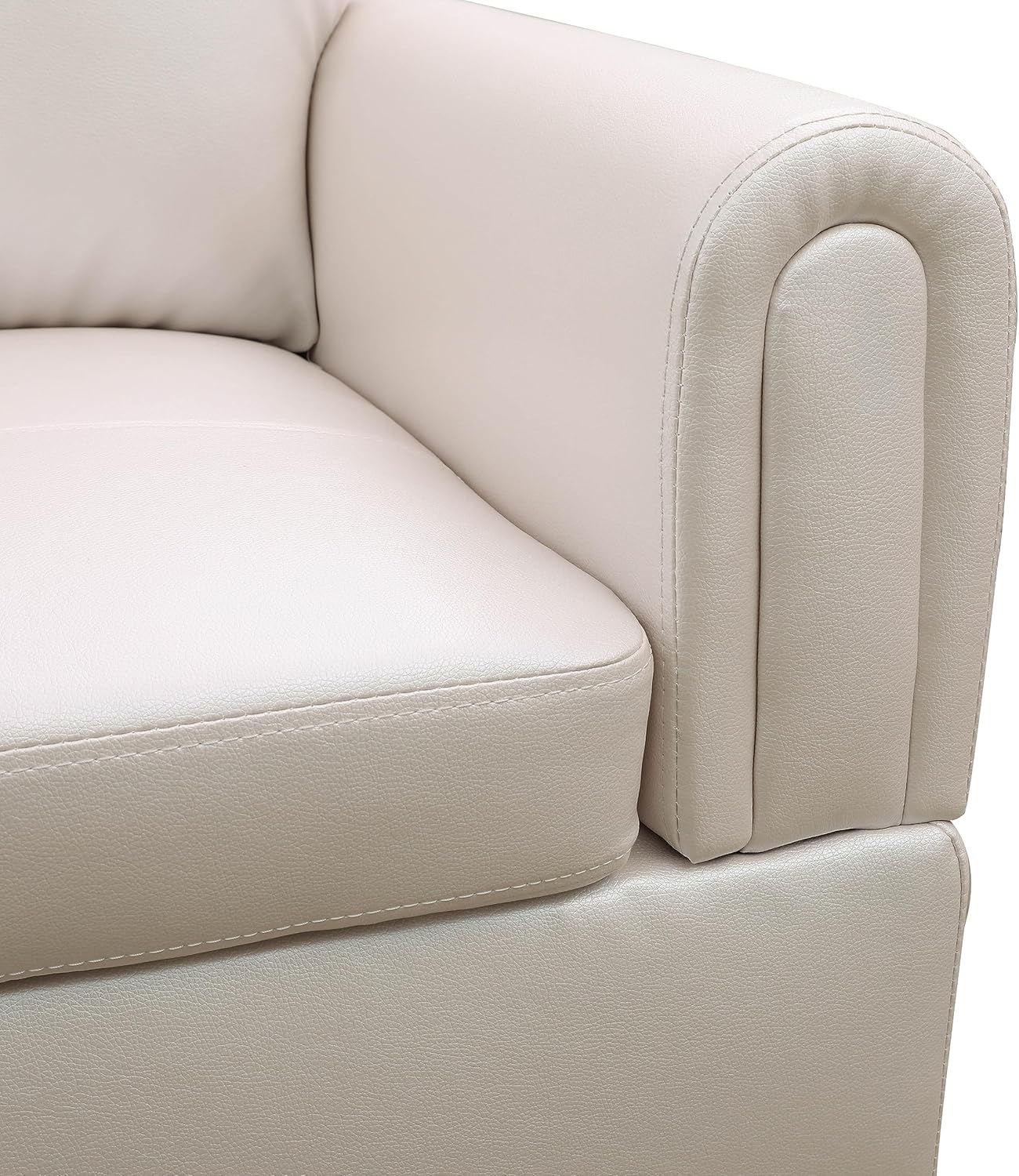 NicBex Couches for Living Room L Shaped Couch Upholstered Futon Sofa Comfy Faux Leather Modular Sofa 3-Piece Sofa Set with Storage Ottoman for Apartments, Living Room and Office, Peaerl White