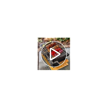 BBQ-Toro Keramik Tischgrill mit Holzunterlage | 50 x 23 x 17 cm | Hibachi Tischgrill ohne Strom | Grau | Minigrill, Kohlegrill Camping Grill Holzkohle – Bild 8