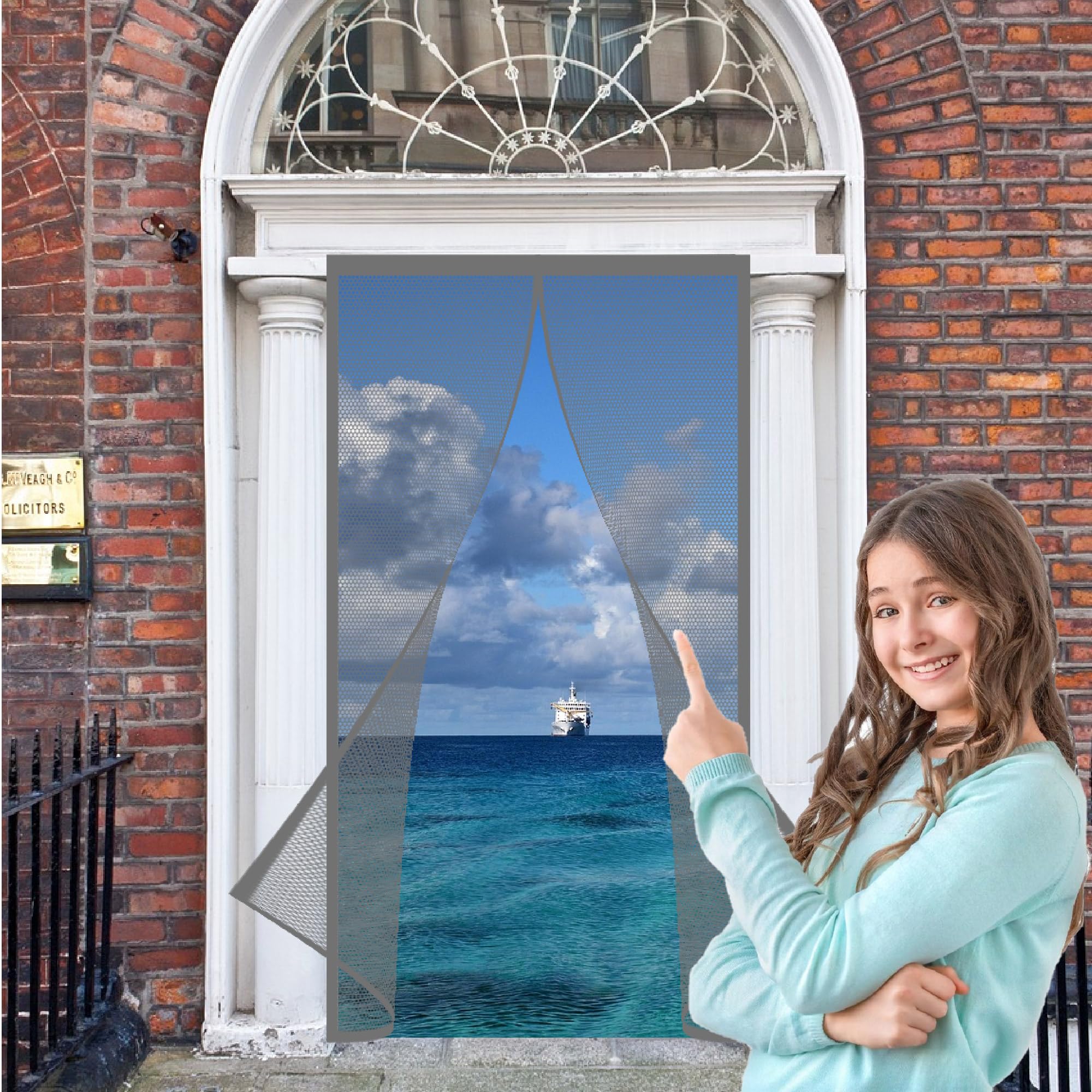 Moustiquaire de porte gris 158x221 cm rideau anti-moustique