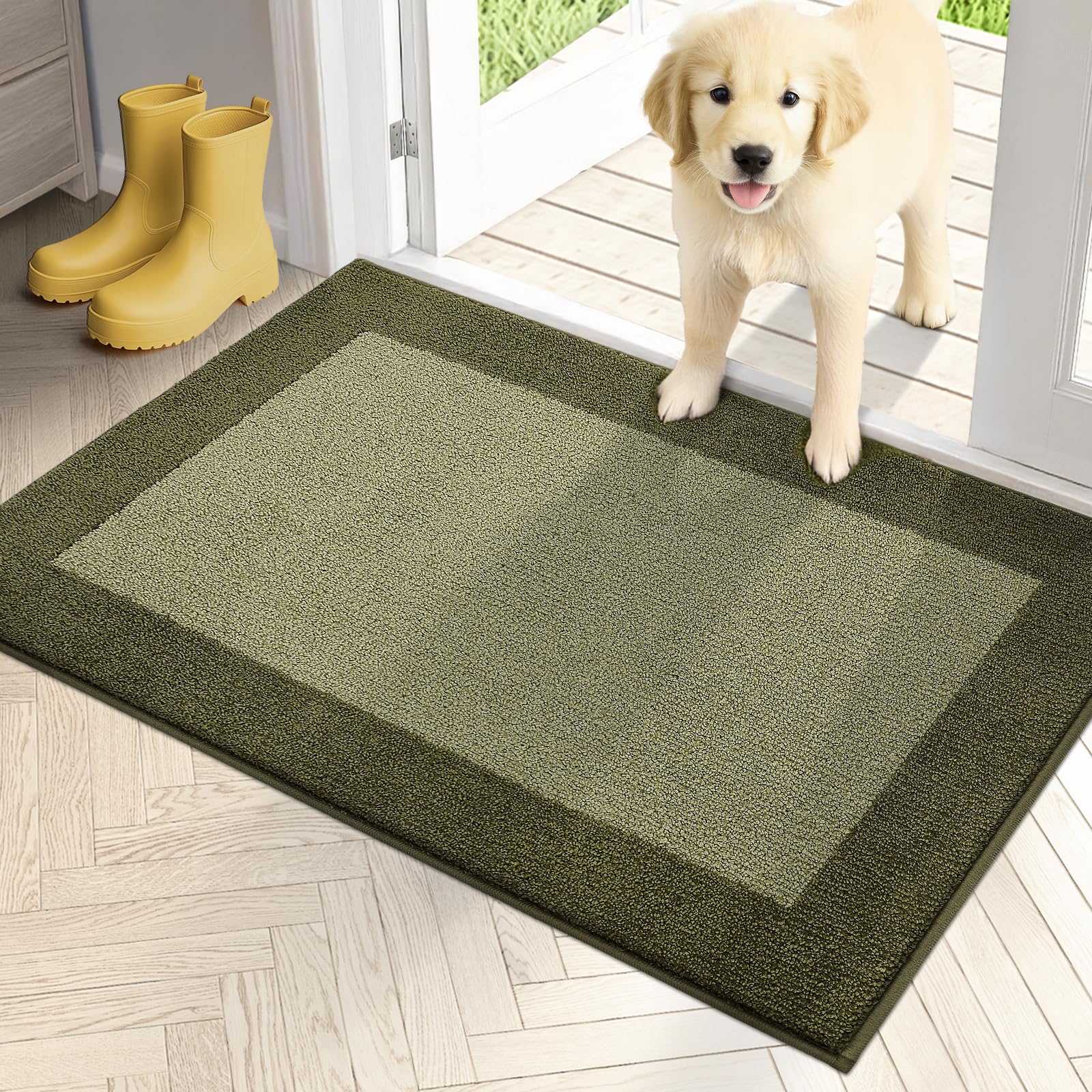 PURRUGS Dirt Trapping Door Mat 24" x 36", Non-Slip Washable Entry Mat, Dog Doormat, Front Door Mat, Super Absorbent Entrance Mat for Muddy Shoes &