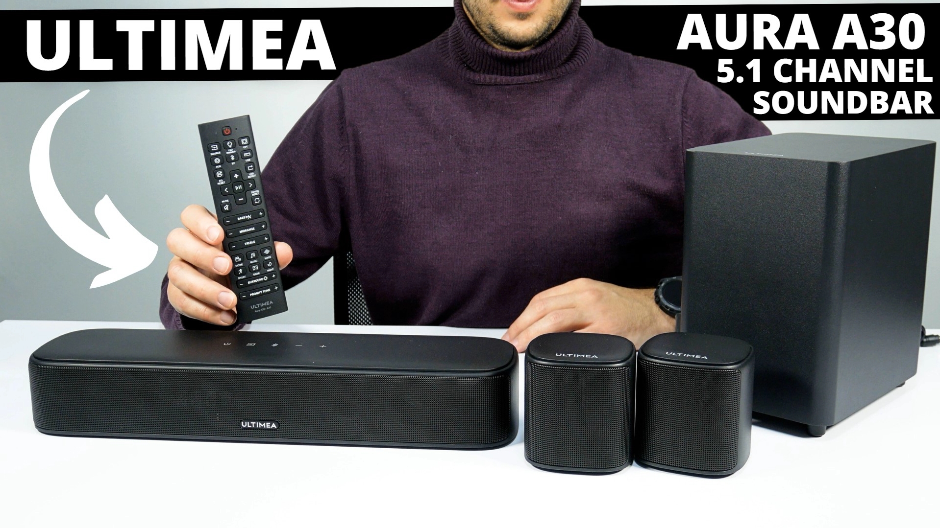 ULTIMEA Aura A30 サラウンドスピーカーシステム Watch 5.1 Channel Wireless Soundbar and Subwoofer! Ultimea Aura