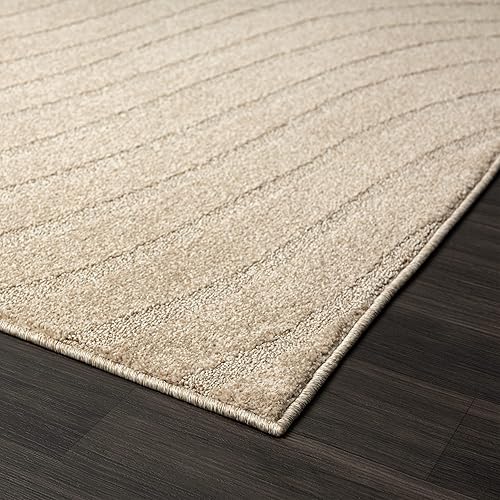 Miniatura 6 de LUXE WEAVERS Alfombra moderna con ondas geométricas beige de 9 x 12 pulgadas, alfombra contemporánea resistente a las manchas