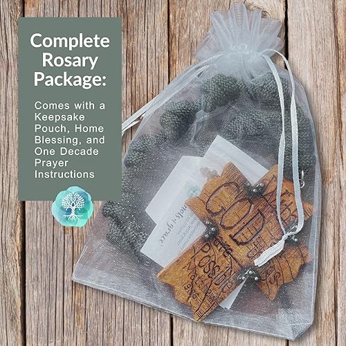 Miniatura 8 de Rosario de perilla de puerta, decoración católica colgante, bendición para una nueva casa, regalo religioso de inauguración de la casa (azul marino)