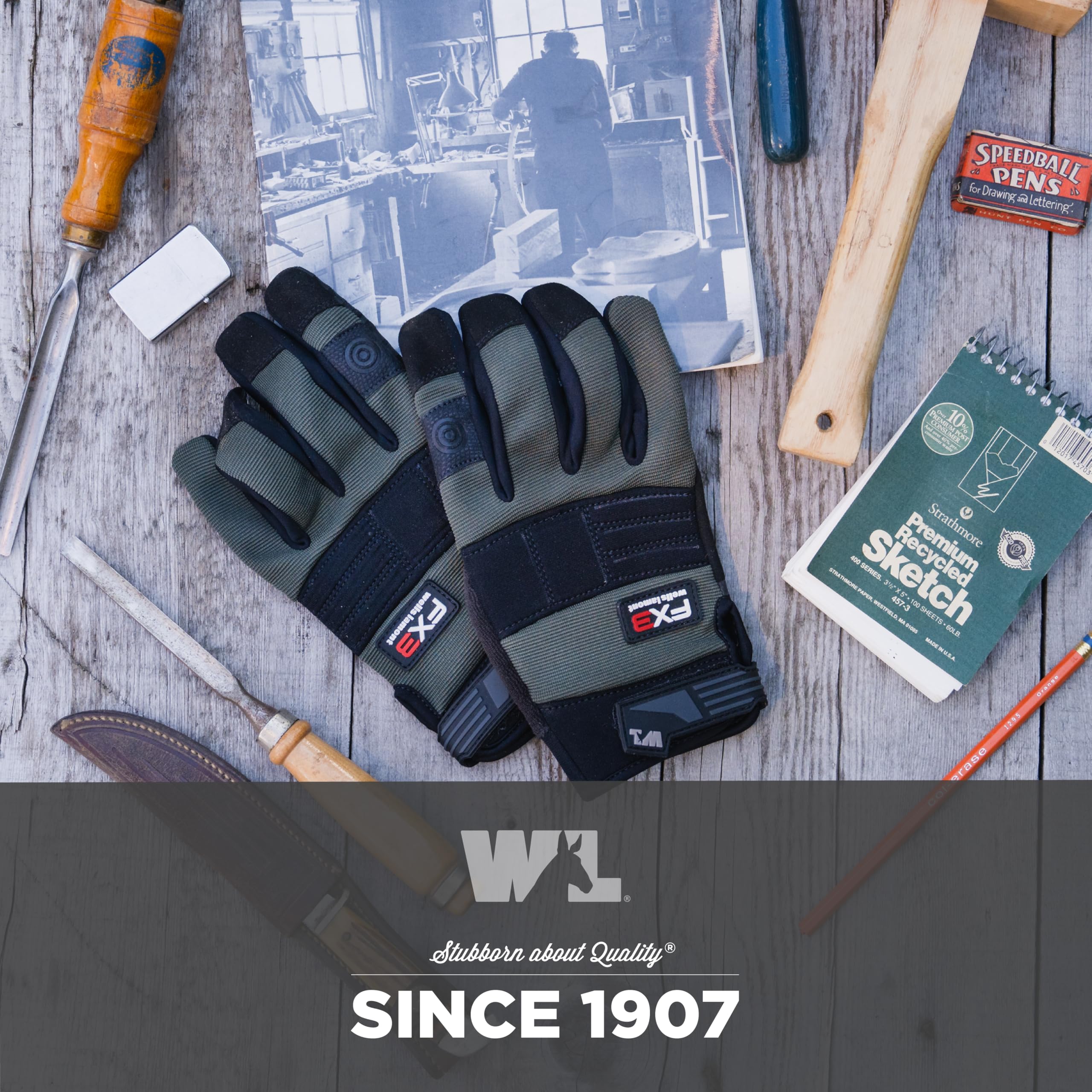 Wells Lamont FX3 - Guantes de trabajo sintéticos para pantalla táctil para hombre, talla L (7857L)