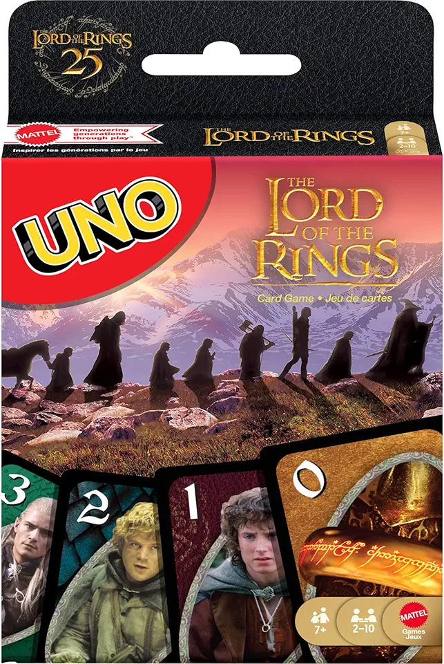 Mattel Games UNO The Lord of The Rings Card Game for Kids, Adults &amp; Families, Travel &amp; Camping, Inspired by The Movies