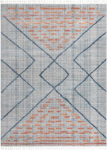 Vista 69 de Unique Loom Aramis Collection - Alfombra Kavi (2 pies x 6 pies 1 pulgada, marfil/azul)