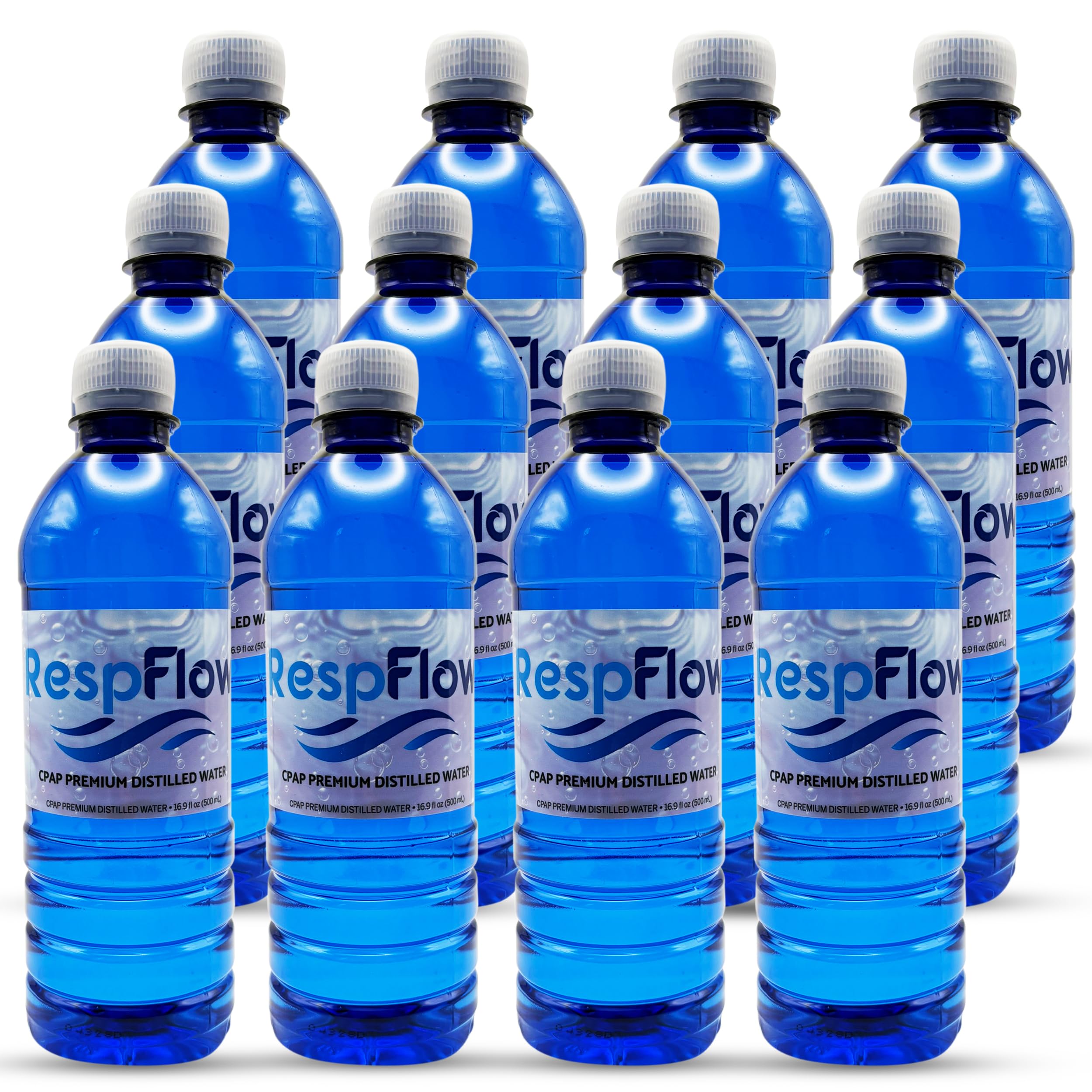 Distilled Premium Water for CPAP Machines by RespFlow for ResMed, Respironics Machines | Home and Travel Use | Made in USA | 16.9oz (12-Pack)