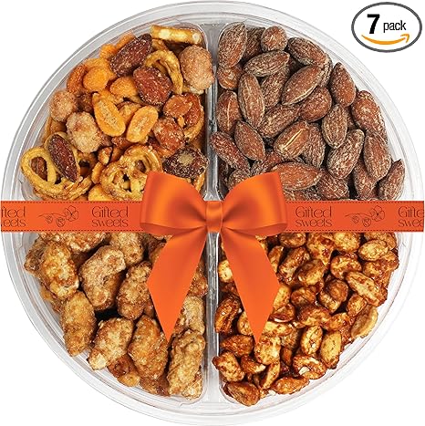 Flavored Nuts Gift Basket - Assortment of Sweet, Roasted & Salted Gourmet Nuts - Assorted Food Gift Box for Birthday, Sympathy, Men & Women.