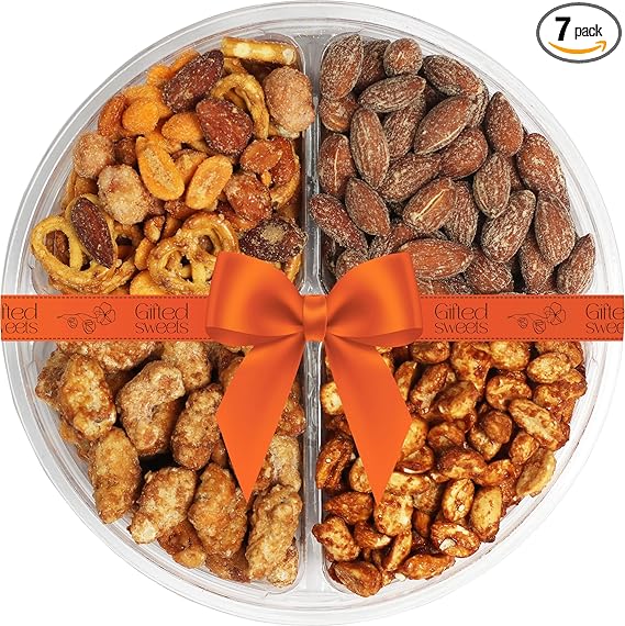 Flavored Nuts Gift Basket - Assortment of Sweet, Roasted & Salted Gourmet Nuts - Assorted Food Gift Box for Birthday, Sympathy, Men & Women.
