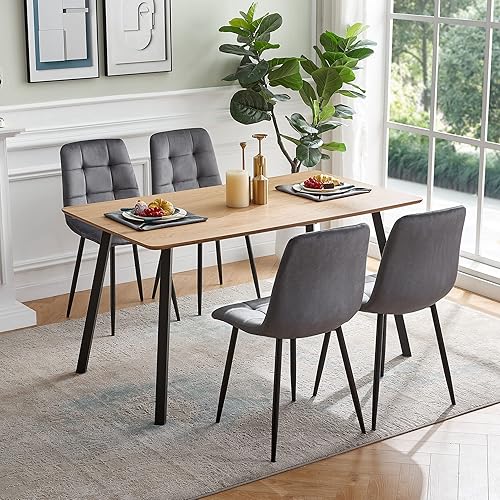 Miniatura 2 de Homedot Mesa de comedor de 49 pulgadas para 4-6 personas, moderna mesa de cocina de madera sintética, mesa de comedor de MDF con marco de metal para