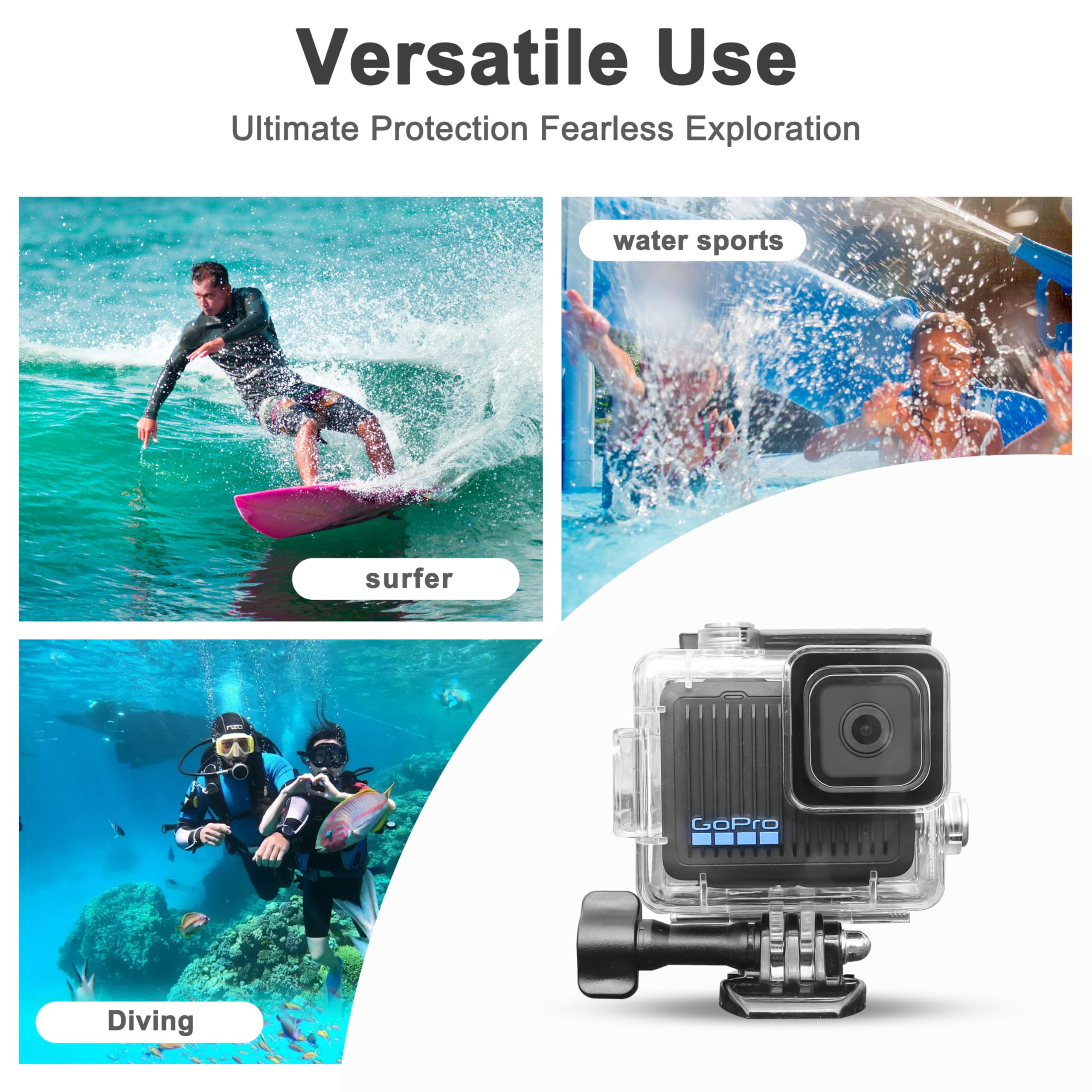 OKFUN Wodoodporne etui ochronne do nurkowania Go Pro Hero 4K, 60 m, do nurkowania podwodnego, trwała obudowa do snorkelingu, surfingu i sportów ekstremalnych Hero4K 2024 akcesoria do kamer akcji
