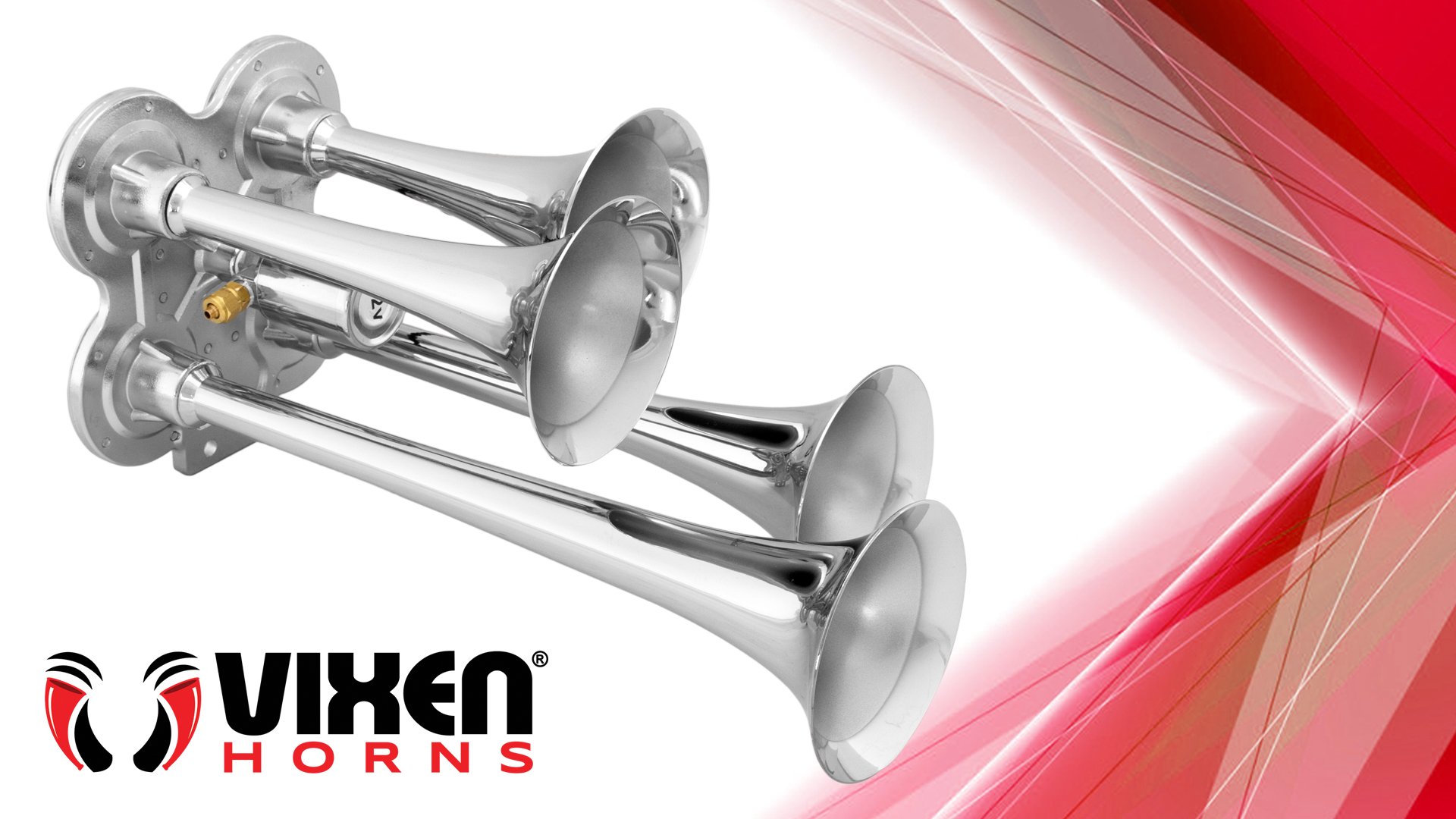 Air Horn For Truck Vixen Horns Train Air Horn - 4 Trumpets Chrome - Foto 10