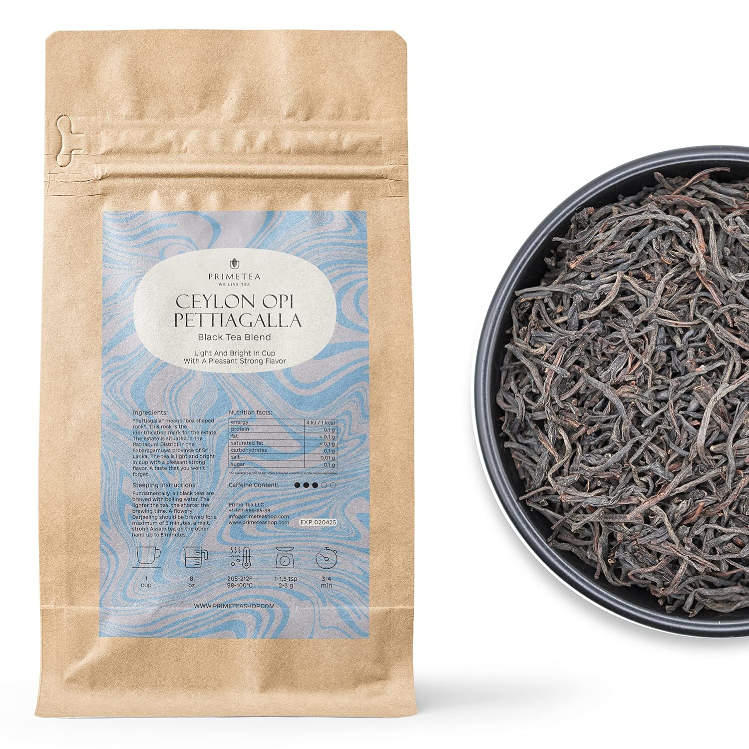 Prime Tea - Ceylon OPI Grade Black Loose Leaf Tea - 16oz 100% Organic, Single Origin, Hand Picked. Famous Quality, Pleasant Flavor, Slightly Tangy, Aromatic Cup with Bright Color