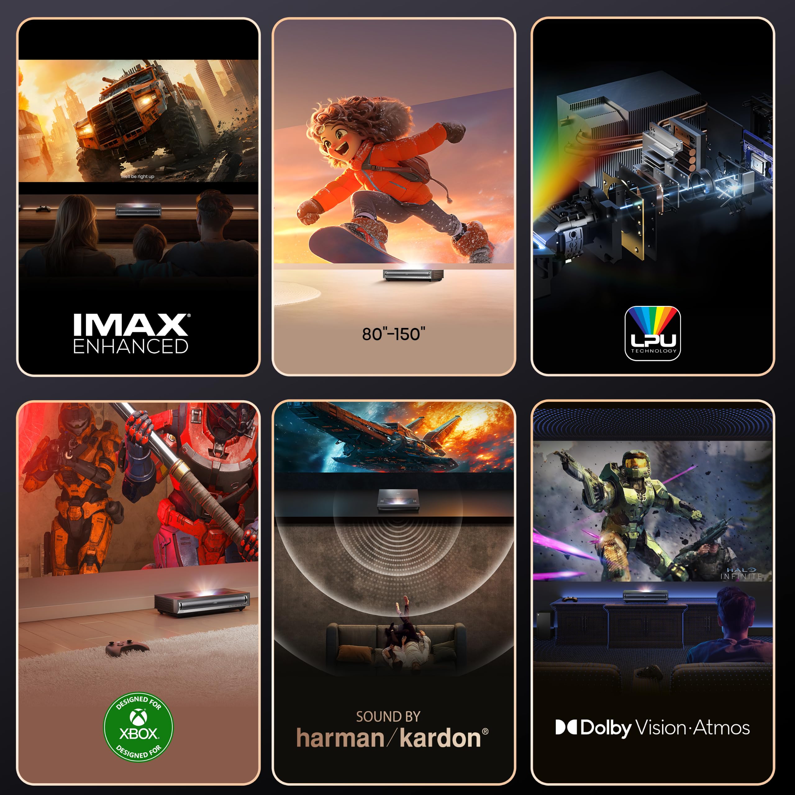 Hisense PX3-PRO 4K Smart Laser Projektor/Ultrakurzdistanzbeamer/ 80''-150‘‘ Projektionsgröße/Hisense LPU Technologie/Dolby Vision.Atmos/Xbox-Zertifiziert/ 3000 ANSI Lumen/Erweitertes Farbspektrum