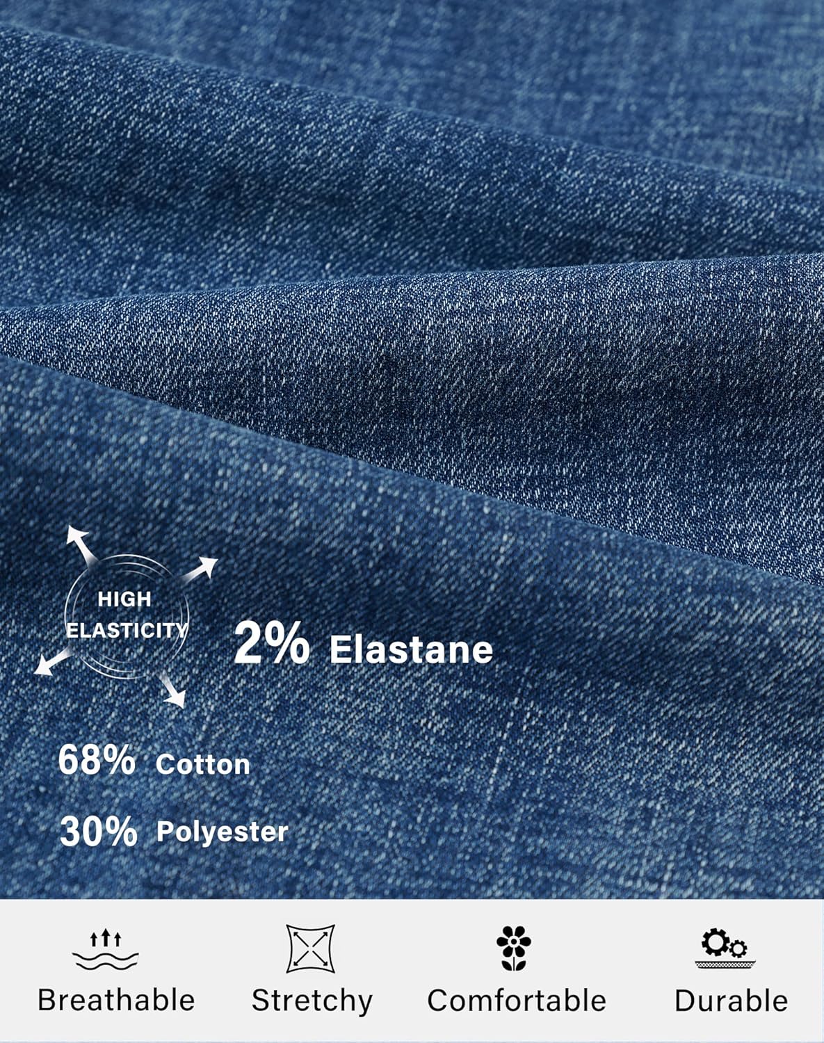 roswear Women's Denim Overall Shorts Stretchy with Adjustable Strap Casual Shortall Jumpsuits - Image 7