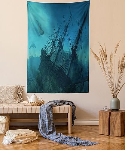 Miniatura 403 de Ambesonne Tapiz gótico, patio con hiedra encantada en la puerta antigua al bosque, colgante de pared ancho para dormitorio, sala de estar, 2-Verde