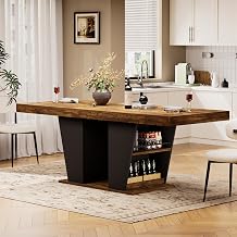Extendable Dining Table for 4-8 with Storage Shelves, 63-78.7", Brown