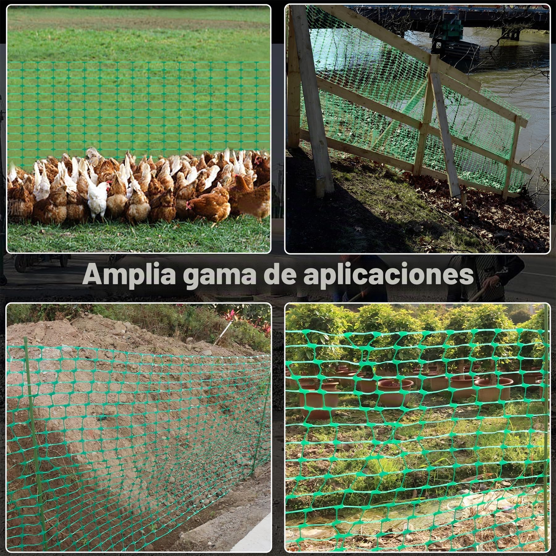 Froadp Valla de pasto de 1 m x 30 m, valla de pollo con clavos y cintas, red de protección de plástico, valla móvil, valla de limitación multifuncional, valla de ovejas, valla para perros, red de aves