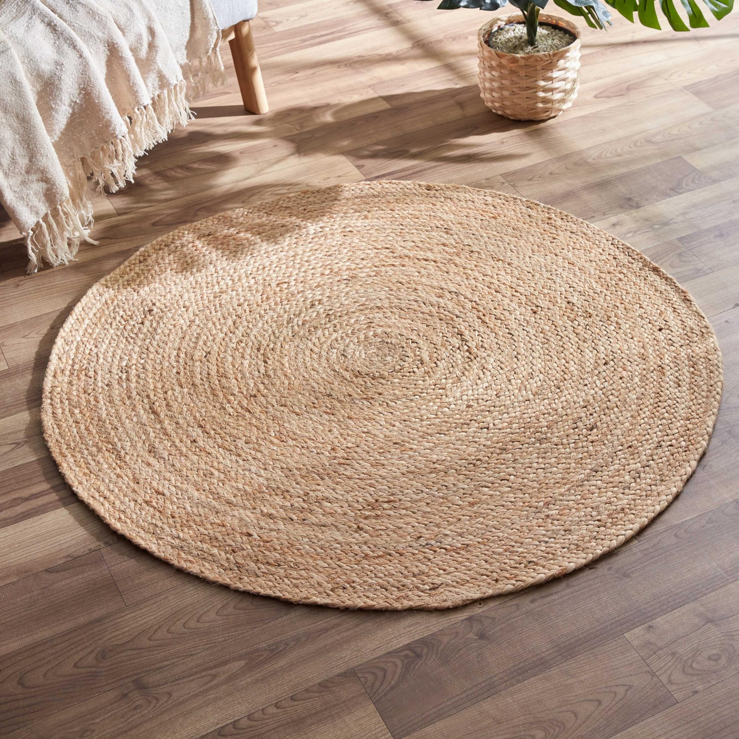 HomeBox Natura Round Hand Braided Jute Rug - 90 cm