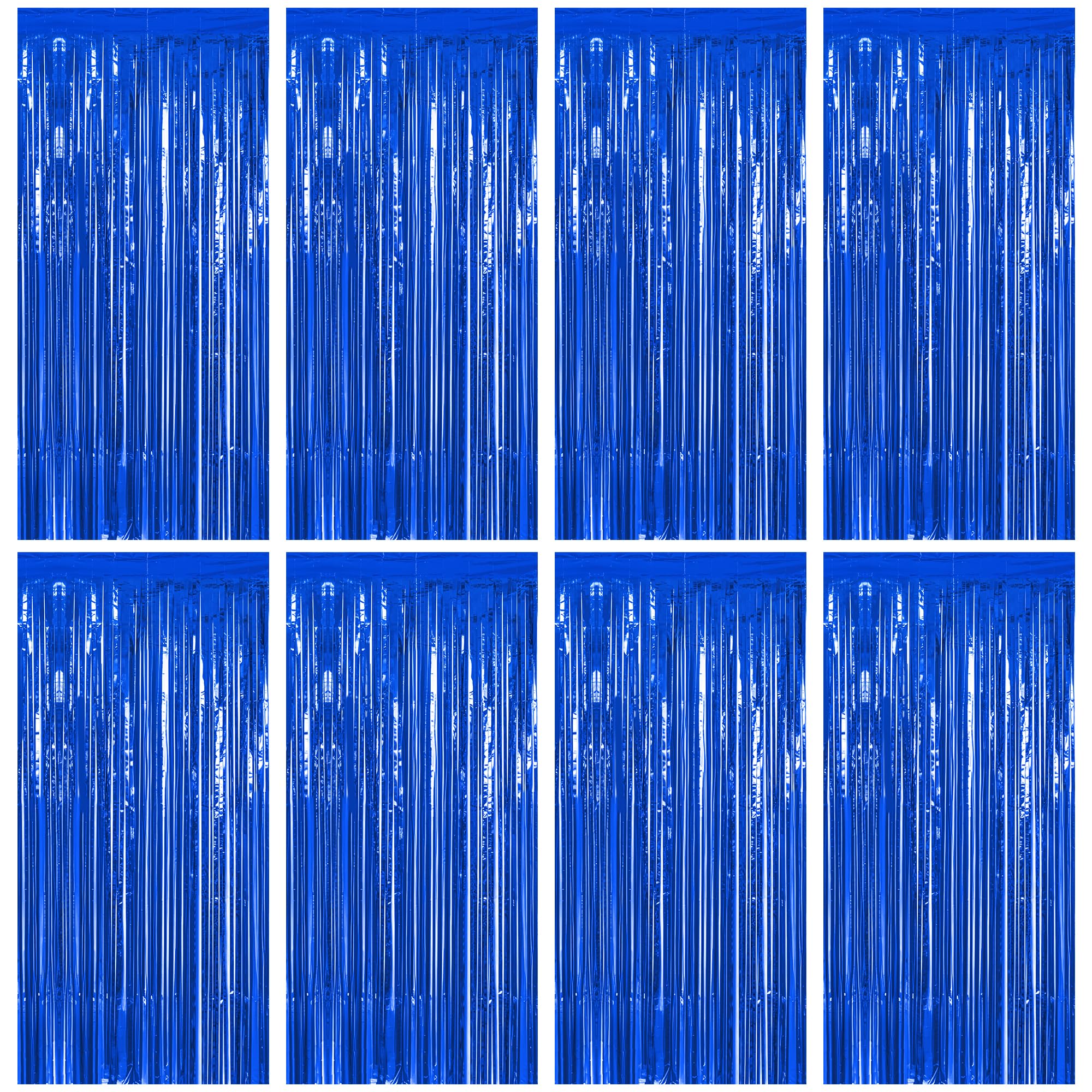 ZATAYE 8 Pack Dark Blue Foil Curtain Streamer Decorations