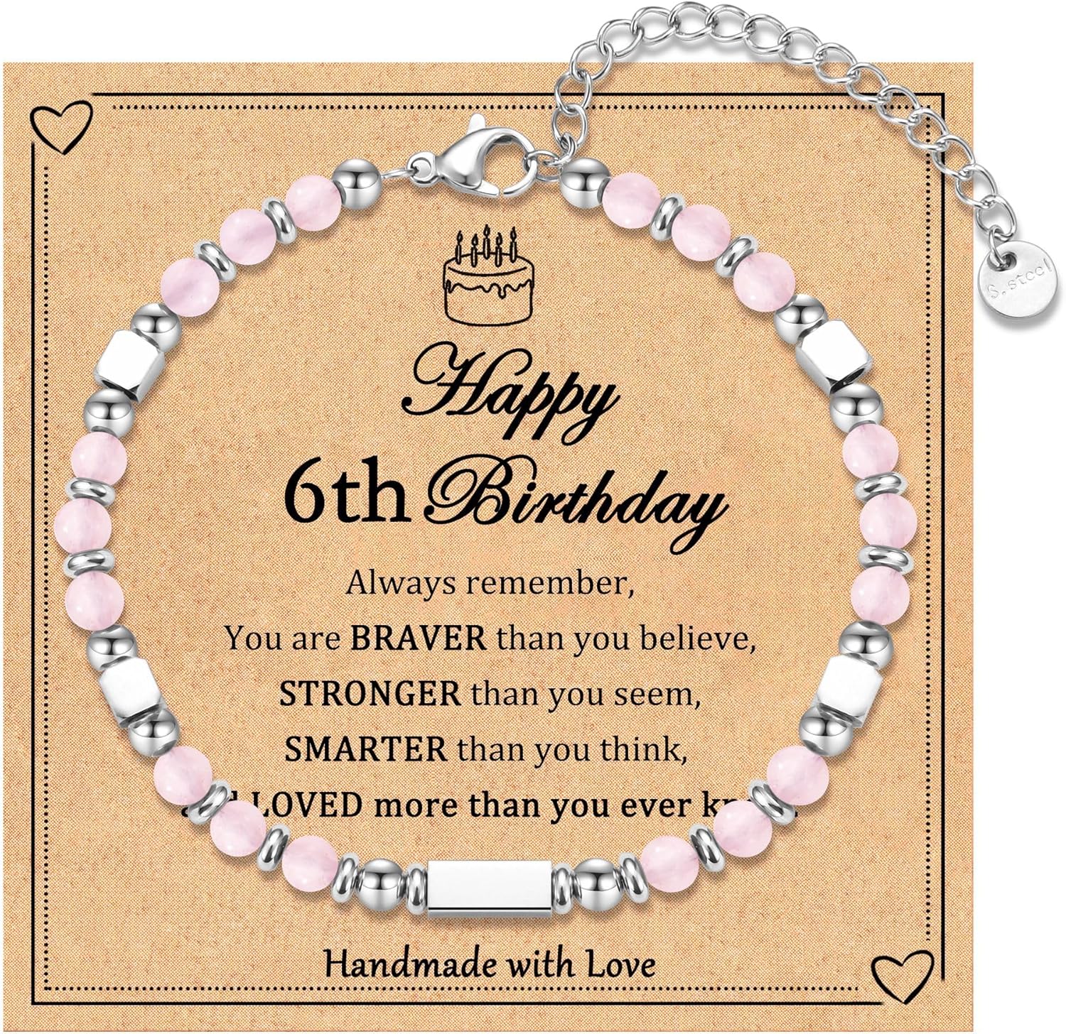 6-21 Years Old Girls Birthday Gifts, Tiny Beaded Bracelets Gifts for Daughter Granddaughter Niece Friends with Happy 6th-21st Birthday Card