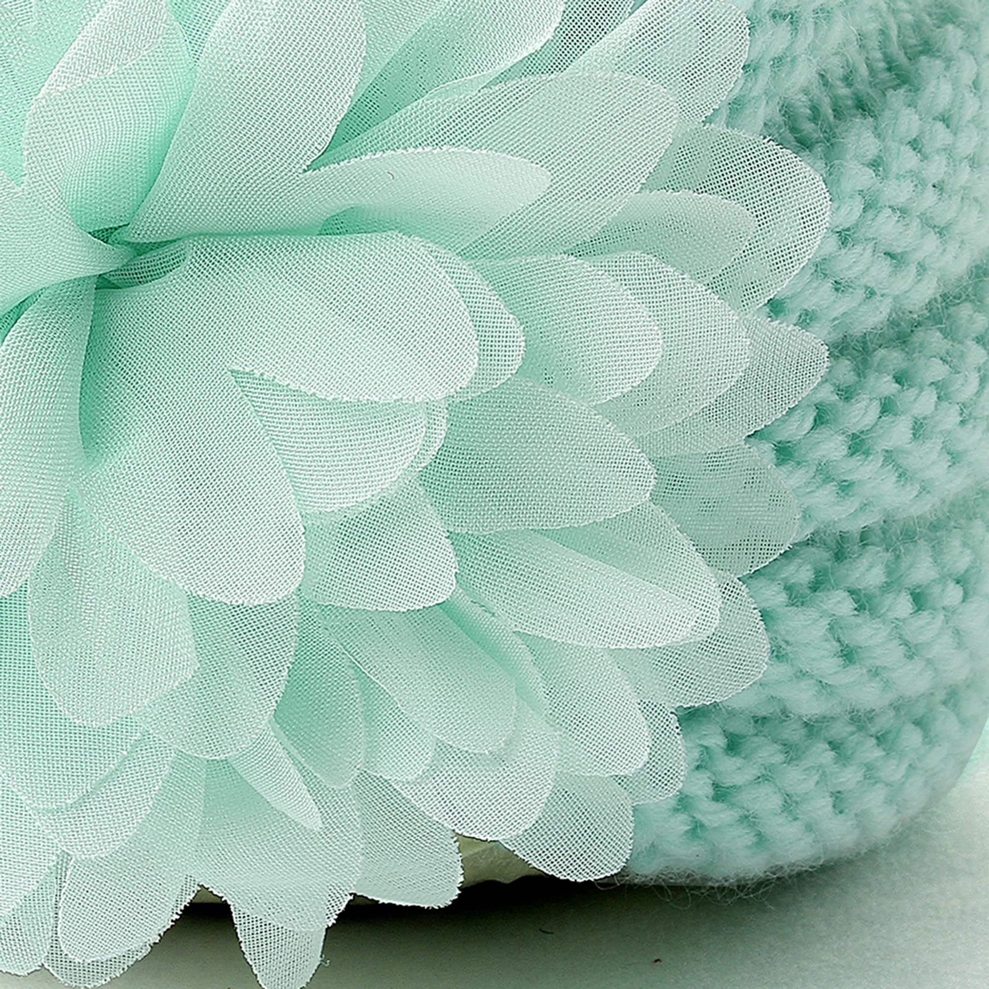 BabyMoon Knit Flower Baby Boy's and Baby Girl's Cap - Photography Props Photoshoot Baby Shower Costumes (Ice Blue, Free Size) 3