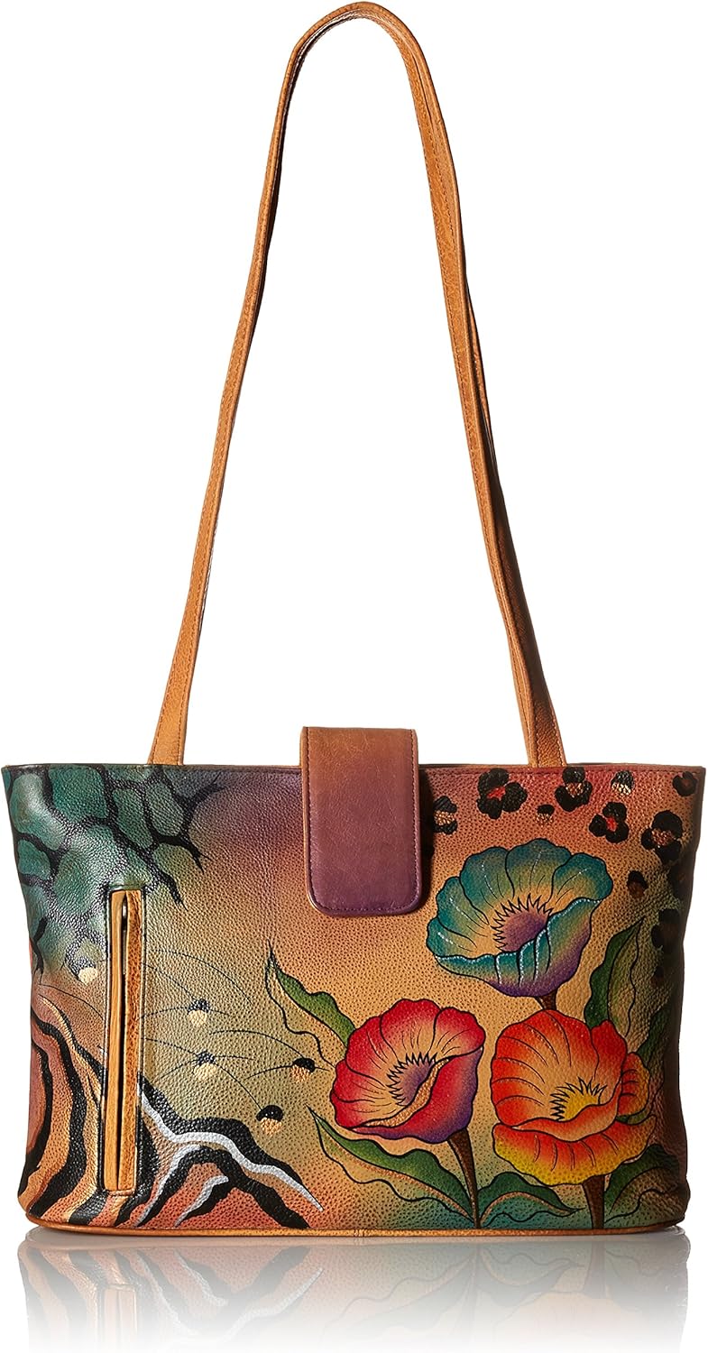 Anna by Anuschka Women's Hand Painted Genuine Leather Medium Tote | Hand Painted, Genuine Leather