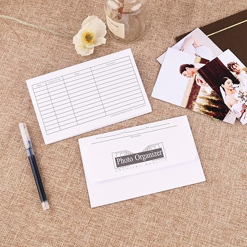 Miniatura 5 de Lineco, Sobres para archivos de fotos de 4 x 6 pulgadas, organizador de fotos sin ácidos, colección de fotografías de archivo blanco para postales,